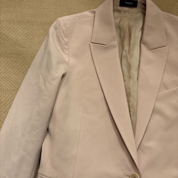 Theory Blazer womens Size 4 Dusty Pink Single Breast Career Formal Workwear - Picture 4 of 7